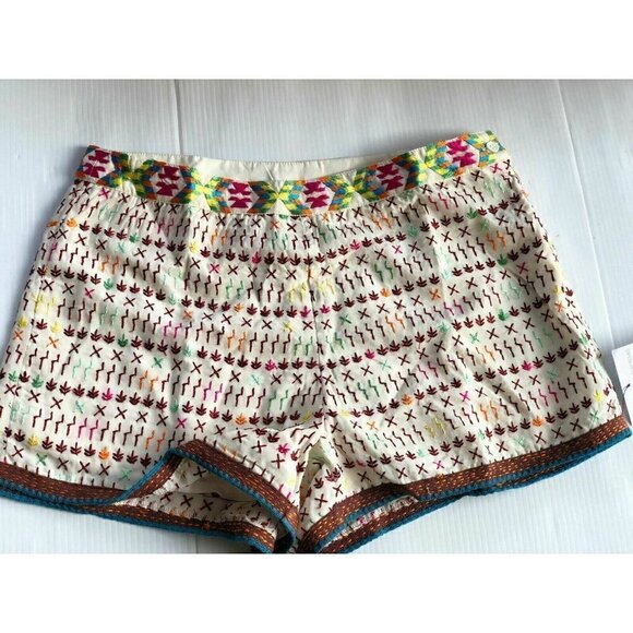 Love Sam Women's Ivory Colorful Crepe Lined shorts - Picture 11 of 12